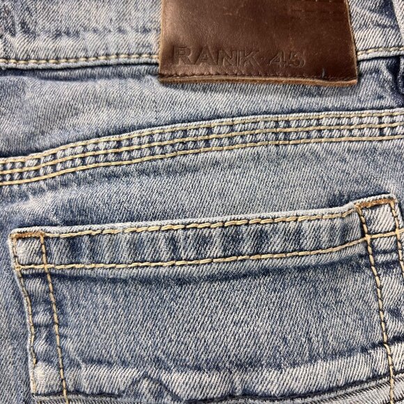 Rank 45 Mens Denim Jeans 32x34 Straight Leg Classic Cowboy Medium Wash Stretch - Picture 8 of 16